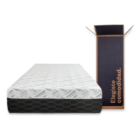 Colchón En Caja Sueño Dorado Box Plus 1 Plaza 80x190 Espuma Color Negro/Blanco