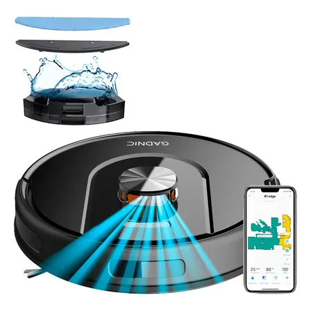Aspiradora Robot Gadnic 5000Pa Navegacion LDS Laser 3D Trapeado App Tuya Autonomia 200 Min