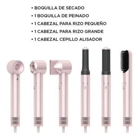 Prostyle Ion Smart-Tek 5en1 Secador, Cepillo Alisador, Modela, Alisa, Riza Da Volumen Iónico 1300w Motor Bldc Rosa