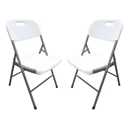 Sillas Plegable X2 Plastico Reforzada Jardín Exterior Alpina Color Blanco Lisa