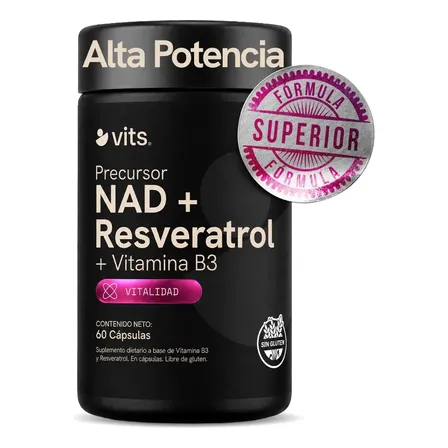 Nad + Resveratrol de Alta Potencia - 60 Cápsulas Suministro Para 2 Meses Vitamina B3 Nicotinamida Ribosa + Trans-resveratrol - Suplemento Para Enjevec