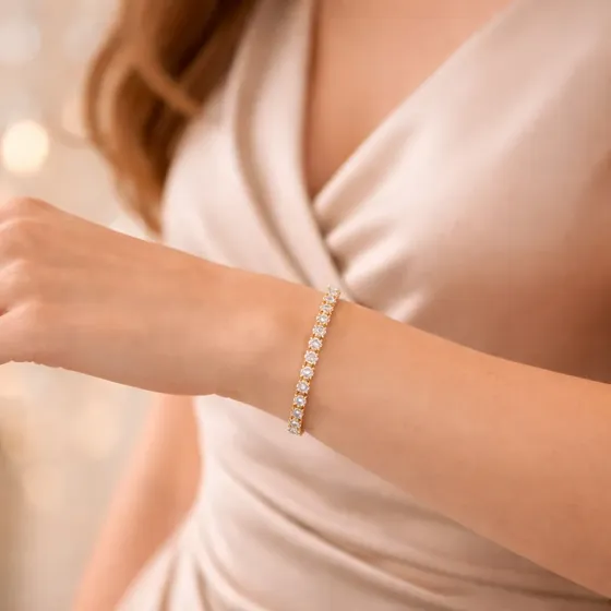 Pulsera Oro 18k Zirconitas Matrix Brazalete Baño Oro 19 Cm