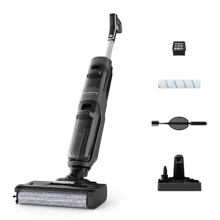 Aspiradora Vertical Rowenta Wet & Dry X-clean 4 Trapeadora Inalámbrica Color Negro