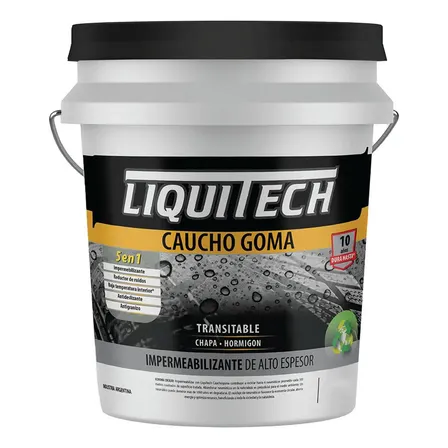 Liquitech impermeabilizante caucho goma 20lt alto espesor mm acabado mate color gris