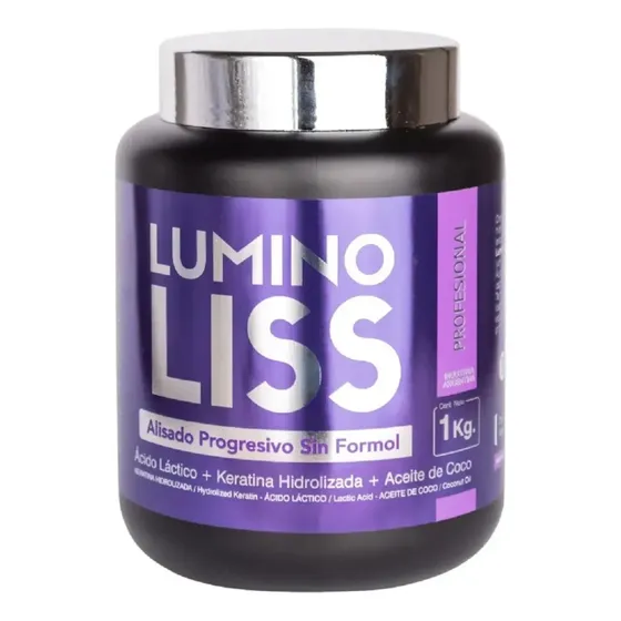 Crema Alisadora Lumino Liss Antifrizz 1kg Pote Sin Formol Tendencia Alisado