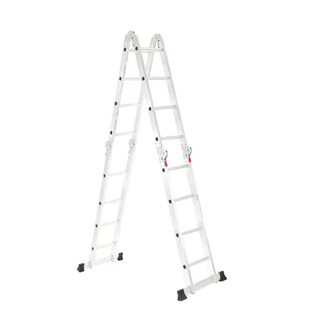 Escalera De Aluminio Articulada 16 Escalones 4x4 Plateado Gardenlife